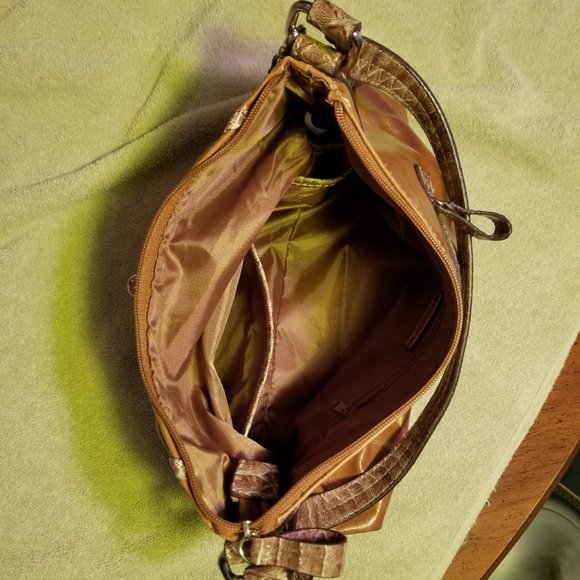 nicole by Nicole Miller Cognac Shoulder Bag with Snake Skin detail - Picture 13 of 16